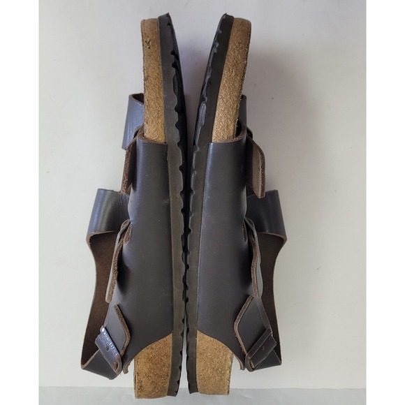 Birkenstock Men\'s Milano Leather Strappy Sandal Heel Strap Brown Buckle 44 US 11 main image 6